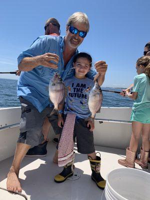 Porgies Kids Fishing. Family trips