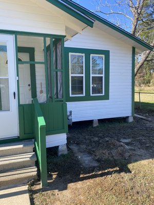 Newly painted home front close up