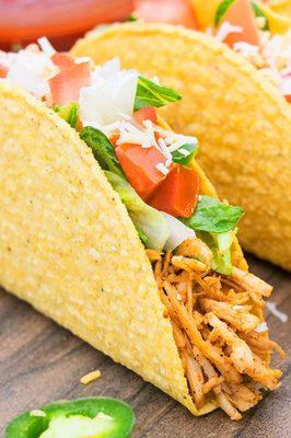 Shredded chicken tacos