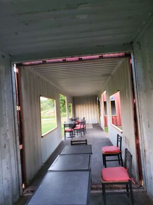 Seating area inside of train container