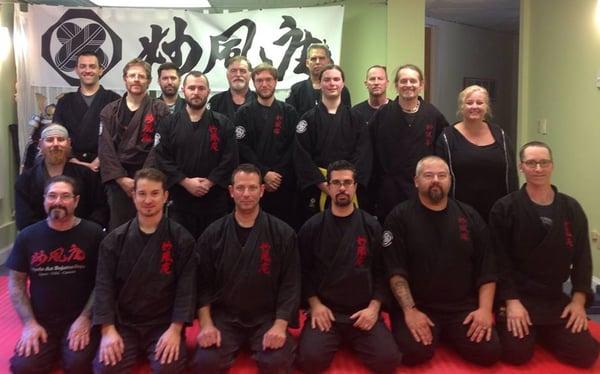 Group shot from the Myofu-An Kobujutsu Kenkyu-kai Fall 2015 Masters' Gasshuku hosted by our dojo.