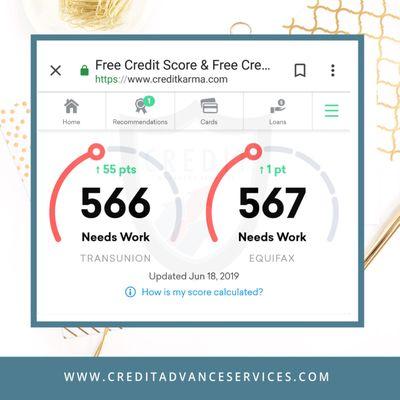 Credit Scores increase from a 30 days enrolled client.