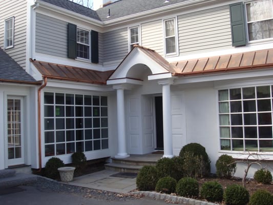 Custom Front Entrance with post and cooper standing seems