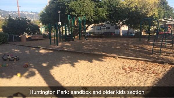 Huntington Park: older kids section with sandbox