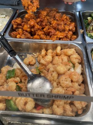 Butter shrimp & orange chicken!