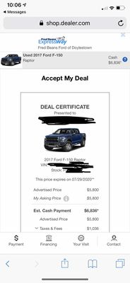 Fred Beans didn't honor their advertised price. They lied and misrepresented the vehicle. Classic 'Bait and Switch' tactics.