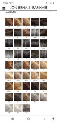 Wigs Color Chart