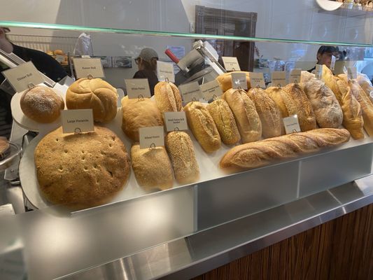 Bread for sandwiches on display