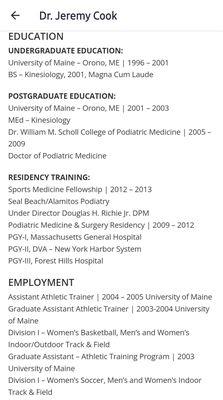 Dr. Cook's education and employment.