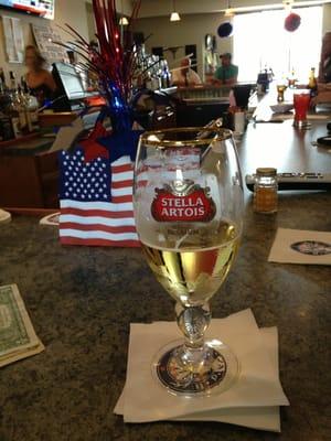 Stella on tap now.