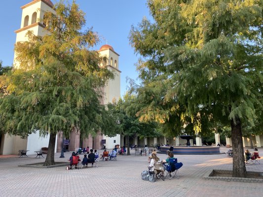 Mass outdoors, socially distanced in the beautiful and peaceful courtyard