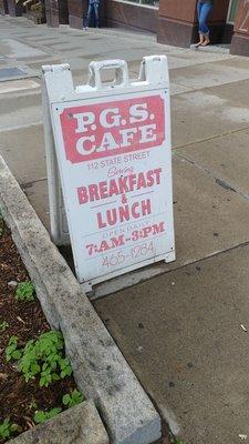 PGs Cafe. 112 State Street, Albany N.Y inside the county building. Serving breakfast and lunch. Daily Specials.Homemade soups!