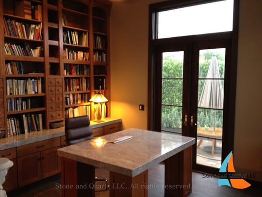 We are a granite & Quartz counter tops fabricator and installer. This office table and library counter top were installed in Boca Raton, FL