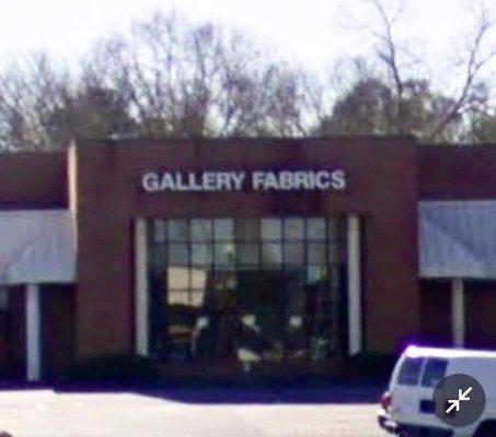 Store front of Leon's Fabrics, called Gallery Fabrics