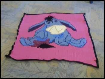 Eyeore - Cartoon Character Afghan (38" x 46" approximate)