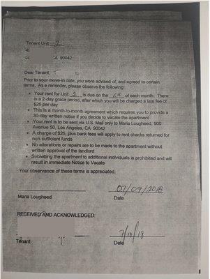 This was a suspicious, phony looking "rental agreement" that they brought with them into the pretrial at court. Shame, judge was crooked.