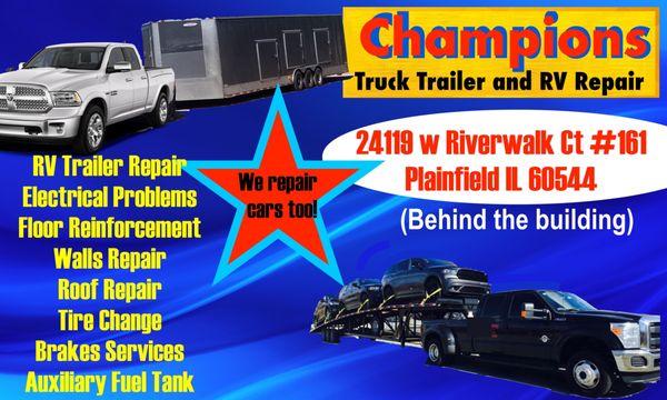 RV trailer repair shop. RV and Cargo trailer body repair: walls, floor reinforcement, roof. Electrical problems fixing. PLAINFIELD, IL