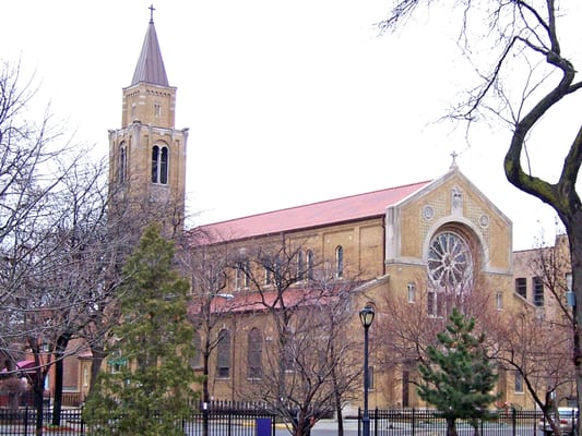 New Spanish tile roof on Our Lady of Pompeii Shrine in Chicago, IL.