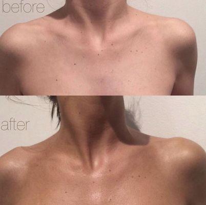 Before & After results with Tahitian Tan spray tanning solution.