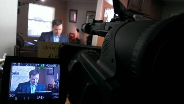 On location with personal injury attorney, Mike Maurer shooting website videos.