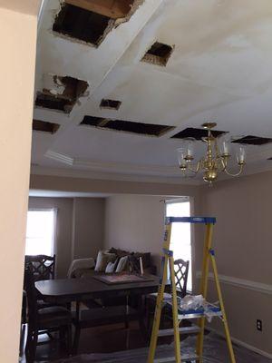 Another angle. Done Wright had repaired 20 holes and completely replaced our recessed ceiling.