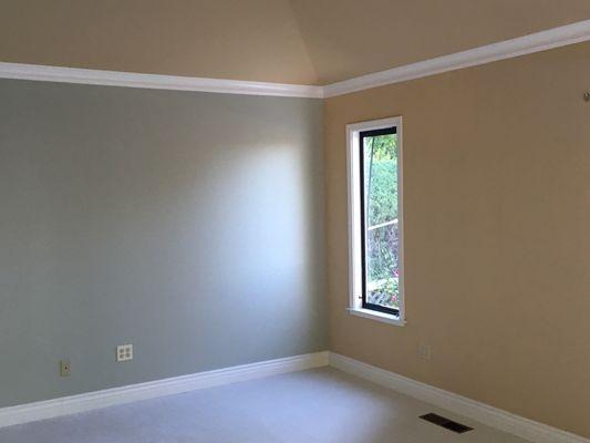 We install crown molding and painted in Lathrop