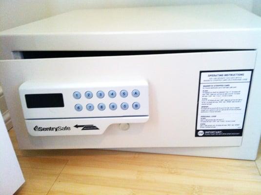 Every room has a programable safe.