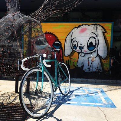 My Bianchi Pista in Front of the Bunny Museum