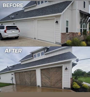 Custom cedar Garage doors bring value, insulation, and beautification to your home