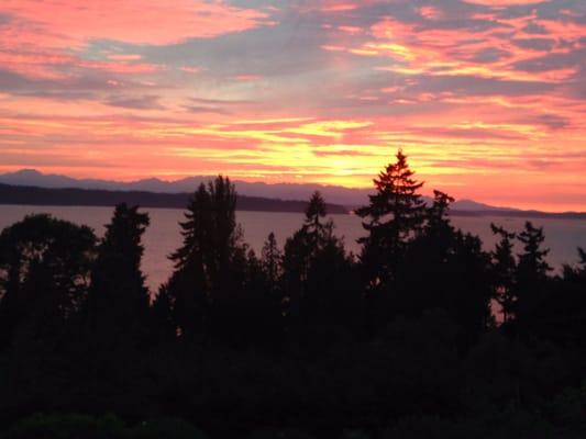 Our beautiful view from our private deck, looking out on the Puget Sound