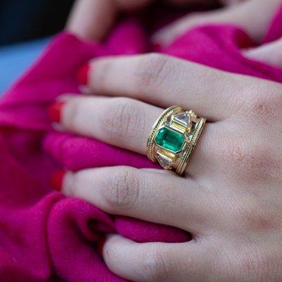 Custom-made emerald ring.