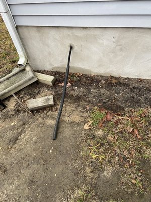 Water damage to the foundation and the hose they feel is long enough to flush out