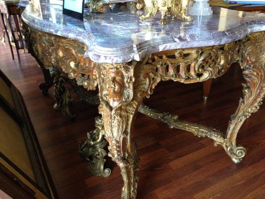 18th century French carved gilt wood, marble top table