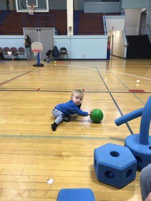 My son enjoying the gym