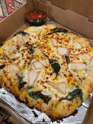 Cheese bread with chicken & spinach added