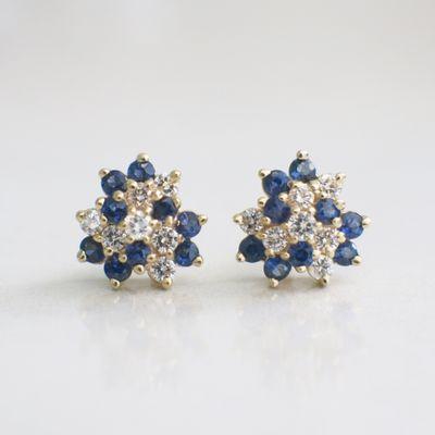 Sapphire and Diamond Cluster Studs!