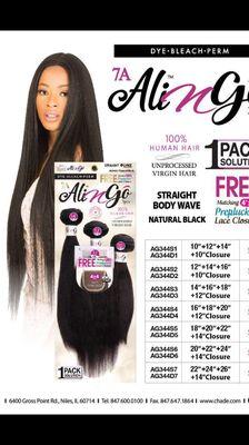 Ali N Go!! Go by Ali. Now it's available with a closure. All lengths are available with a great deal. It's on sale!!