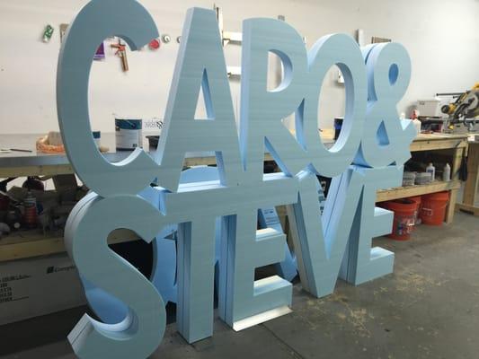 Foam Logo Display, 6" thick letters.