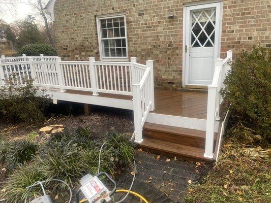 Algae and mold removal from deck floor , railing