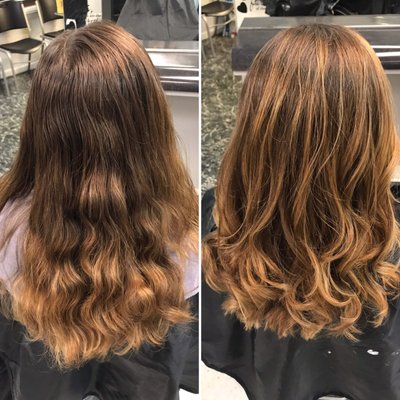 Balayage before and after