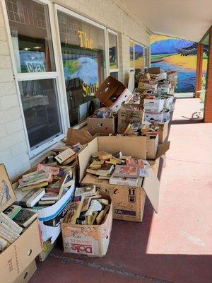 Piles of books nobody wants.