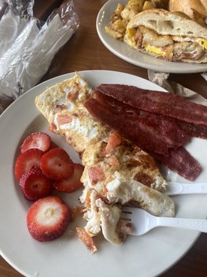 Egg white omelette with Turkey Bacon