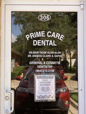 Entrance door to Prime Care Dental