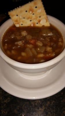 Beef barley soup served every other Friday  (clam chowder is the on the off week )