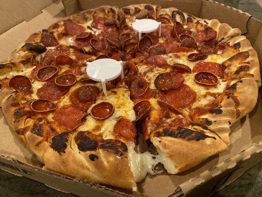 Double play pep special with stuffed crust!