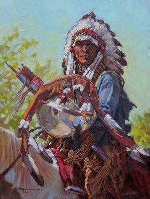 "Eternal Warrior" Oil by Steven Lang, 12" x 9" 727-734-8200 art@plainsmen.com