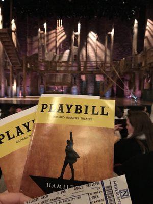 Fantastic seats for Hamilton on a holiday weekend! Thank you Broadway Fastlane!