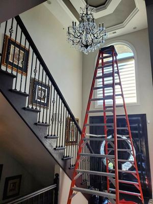 14 foot ladder to get me up to this chandelier in Lincolnwood!