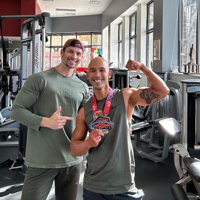 My client Mike and I after his fitness show win