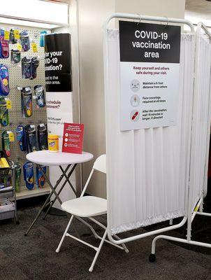 Covid-19 vaccine station.   Make an appointment online.   By appointment only at this time.